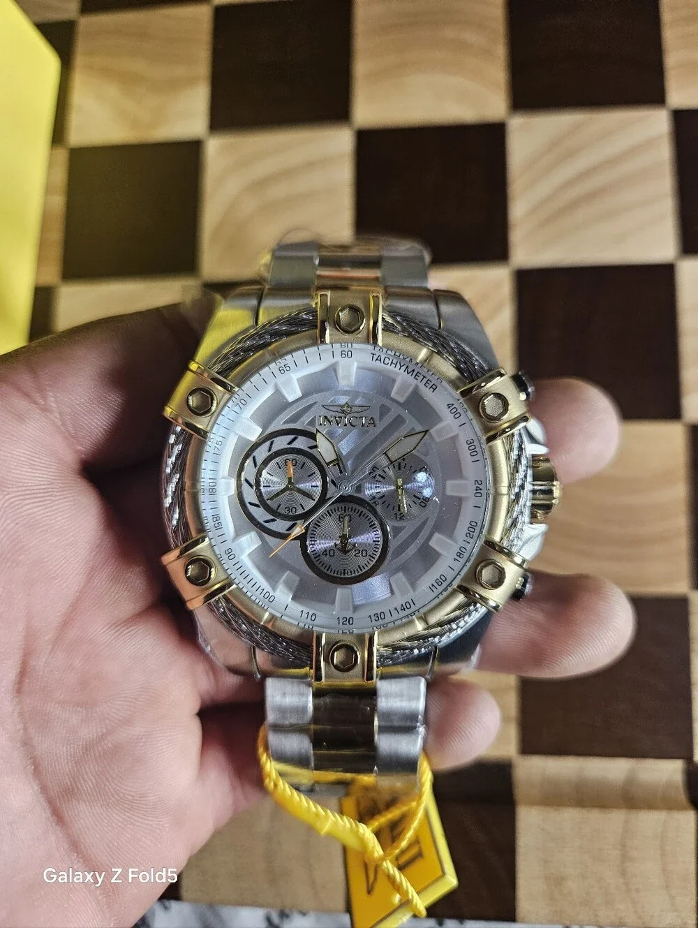 Invicta Bolt Silver and Gold Men's Chronograph Cable-Accent Watch 52mm